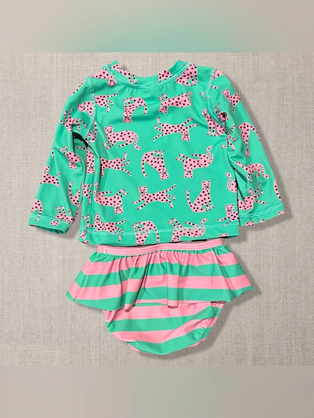 Hanna Andersson Baby Rash Guard Swimsuit Set 12-18M Romy Cheetah UPF 50+